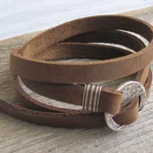 Men's Bracelet - Light Brown Leather..