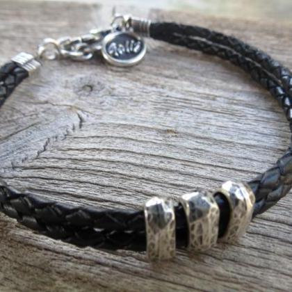 Double Layered Braided Bracelet With 3 Silver..