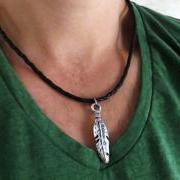 Men's Necklace - Men's Feather Necklace - Men's Silver Necklace - Mens Jewelry - Necklaces For Men - Jewelry For Men - Gift for Him
