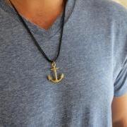 Men's Necklace - Men's Anchor Necklace - Men's Gold Necklace - Mens Jewelry - Necklaces For Men - Jewelry For Men - Gift for Him