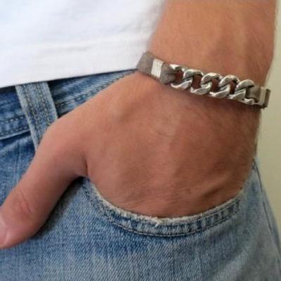 Men's Bracelet - Men's Chain Bracelet - Men Leather Bracelet - Men's Jewelry - Men's Gift - Boyfrienf Gift - Husband Gift - Gift for him