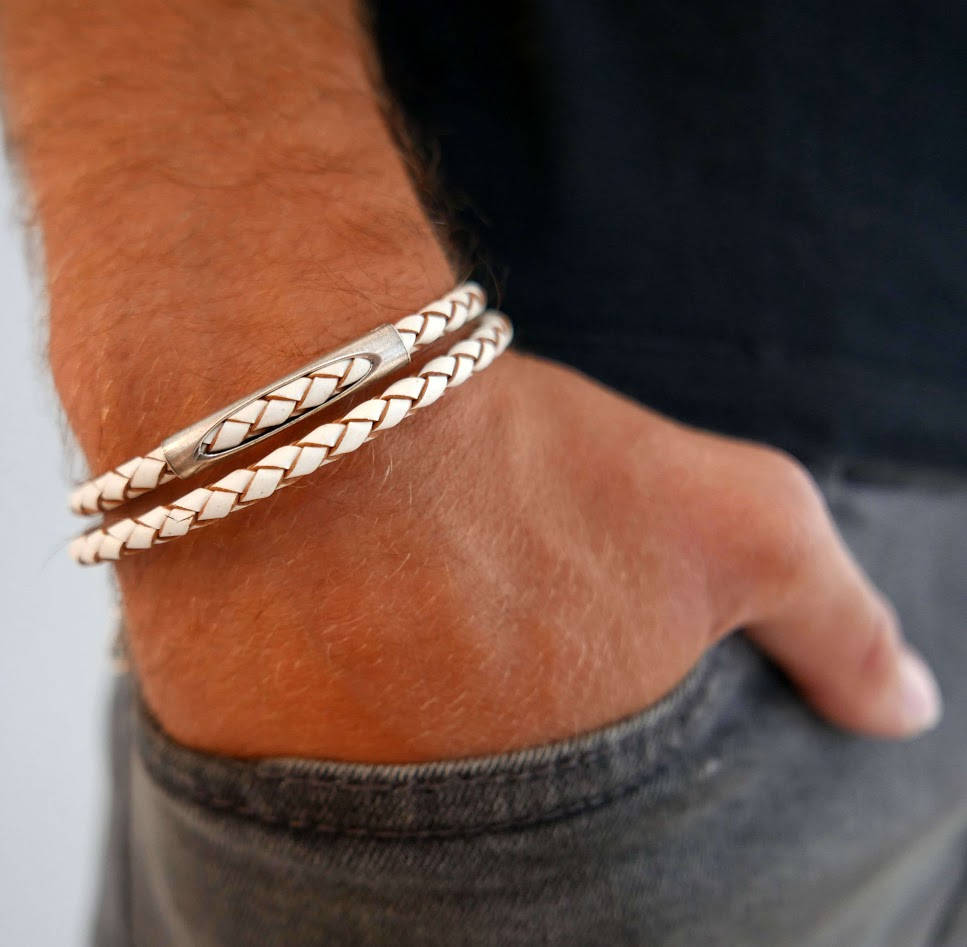 Men's Bracelet - Men's Leather Bracelet - Men's Jewelry - Men's Gift - Boyfrienf Gift - Husband Gift - Gift