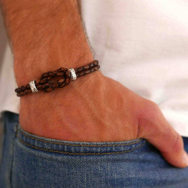 Men's Bracelet - Men's Knot Bracelet - Men's Leather Bracelet - Men's Cuff Bracelet - Men's Jewelry