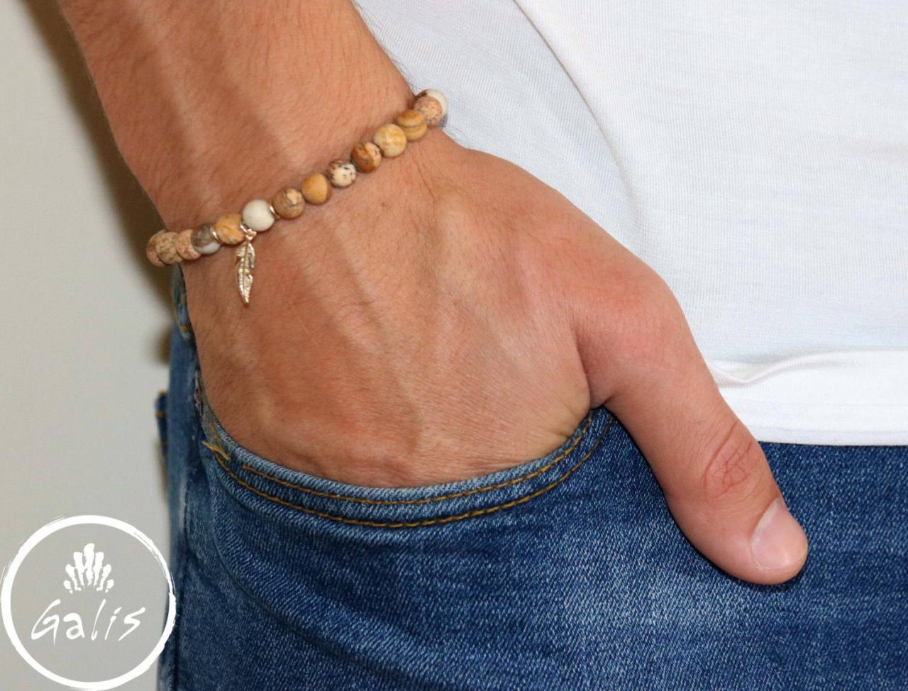 Men's Bracelet - Men's Beaded Bracelet - Men's Gemstone Bracelet - Mens Jewelry - Men's Gift - Husband Gift -