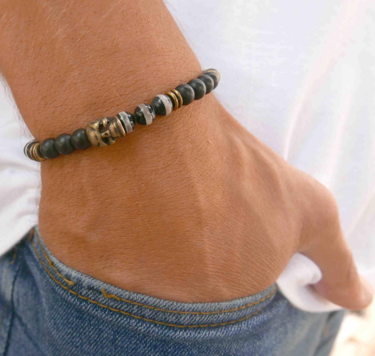 Men's Bracelet - Men's Beaded Bracelet - Men's Gemstone Bracelet - Mens Jewelry - Men's Gift - Husband Gift -