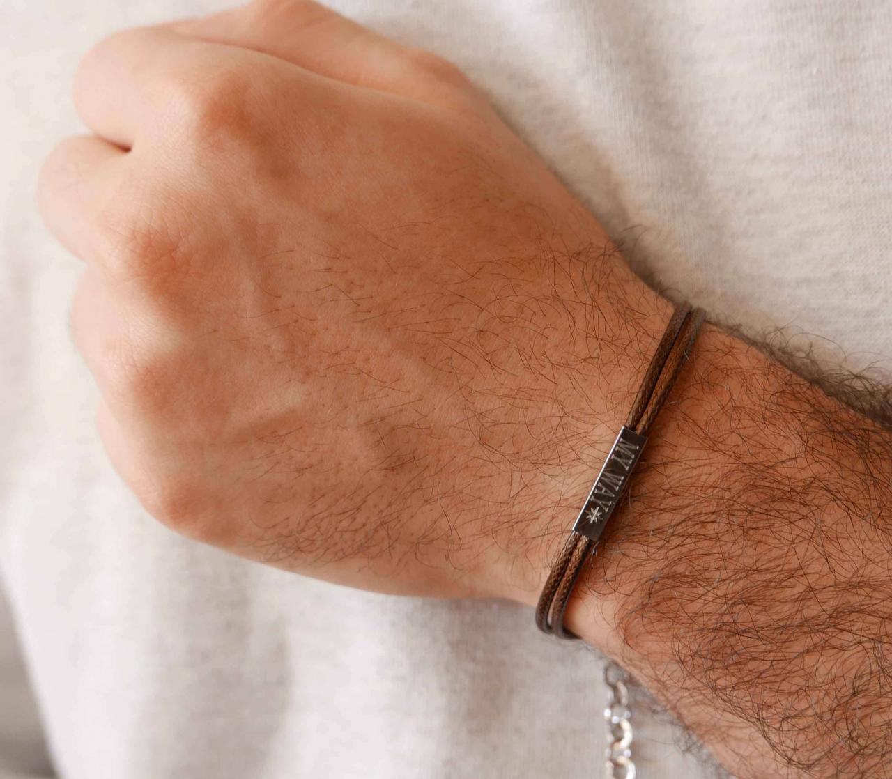 Men's Custom Bracelet - Men's Engraved Bracelet - Men's Personalized Bracelet - Boyfriend Gift - Husband Gift -