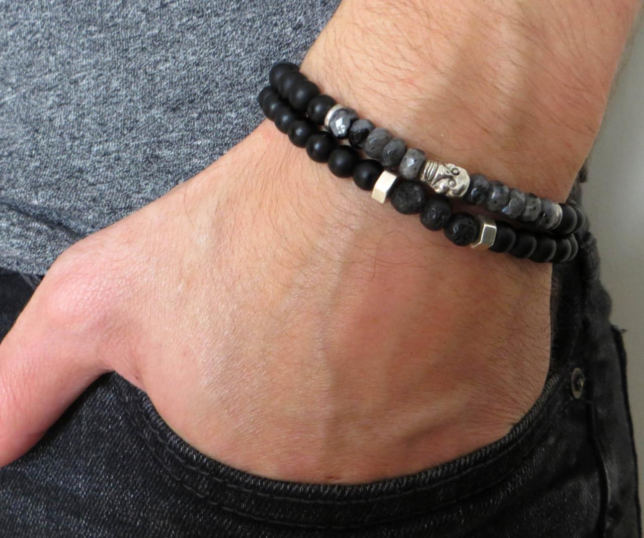 Men's Bracelet Set - Set Of 2 Bracelets For Men - Men's Beaded Bracelet - Men's Jewelry - Men's Gift -