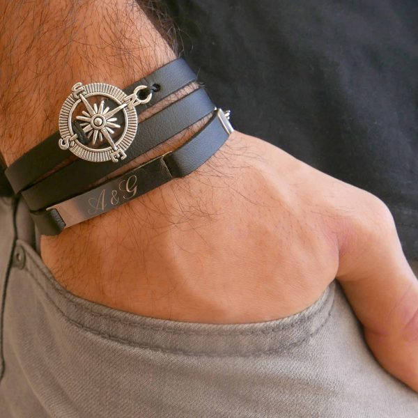 Men's Personalized Bracelet - Men's Engraved Bracelet - Customized Men Bracelet - Men's Initials Bracelet -
