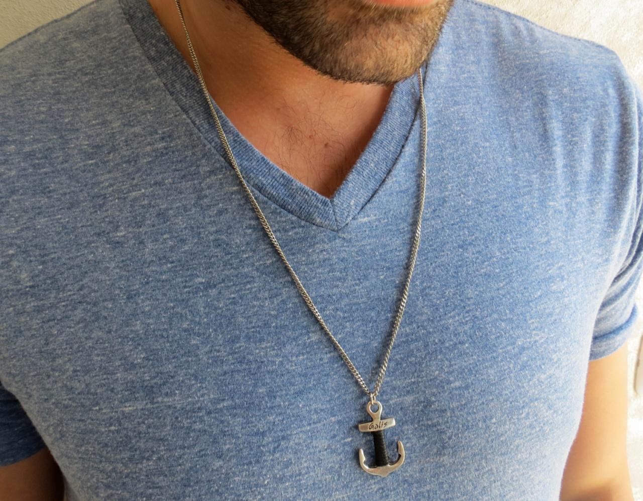 Men's Necklace - Men's Silver Necklace - Men's Anchor Necklace - Men's Jewelry - Men's Gift -