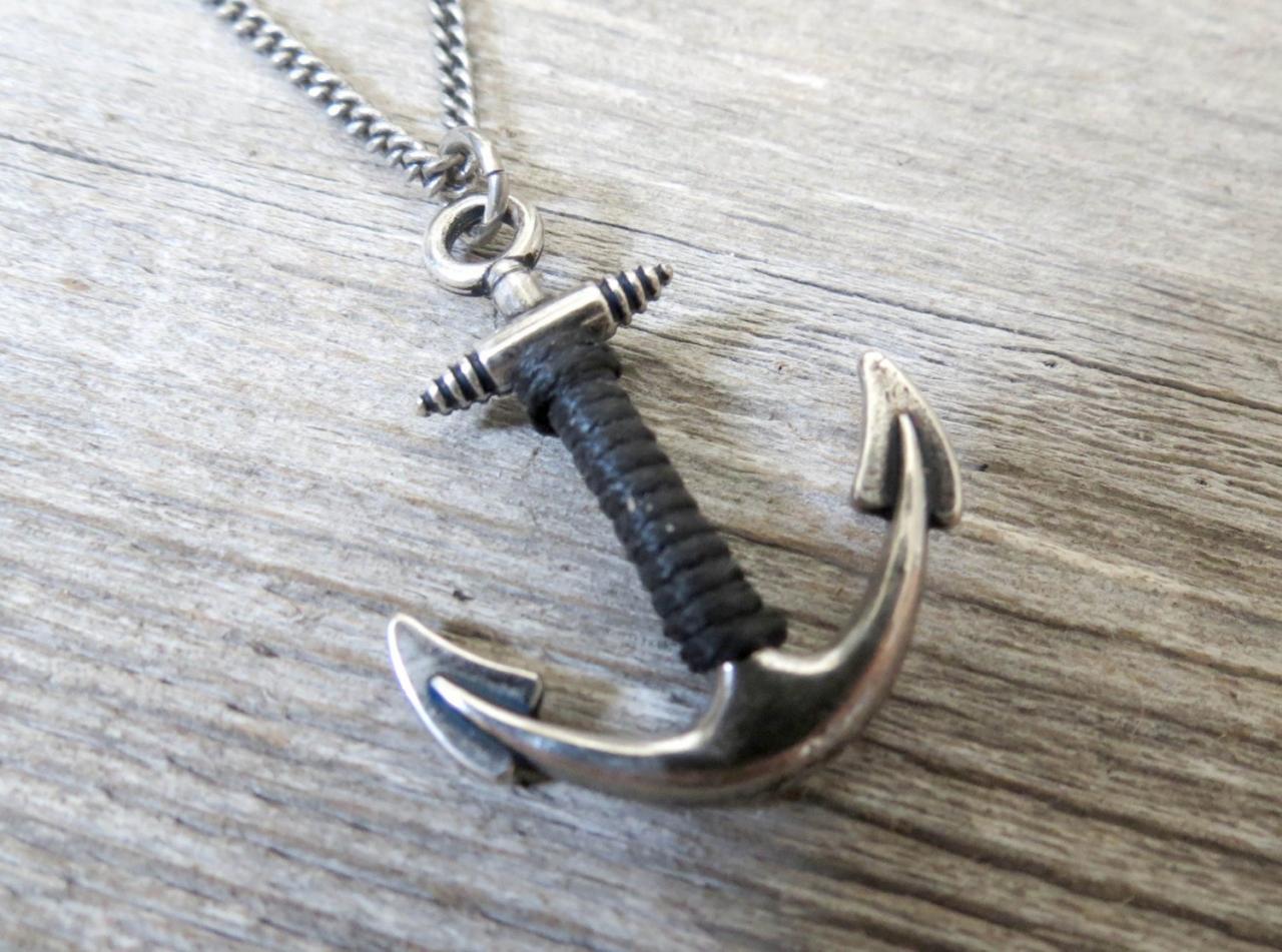 Men's Necklace - Men's Silver Necklace - Men's Anchor Necklace - Men's Jewelry - Men's Gift -