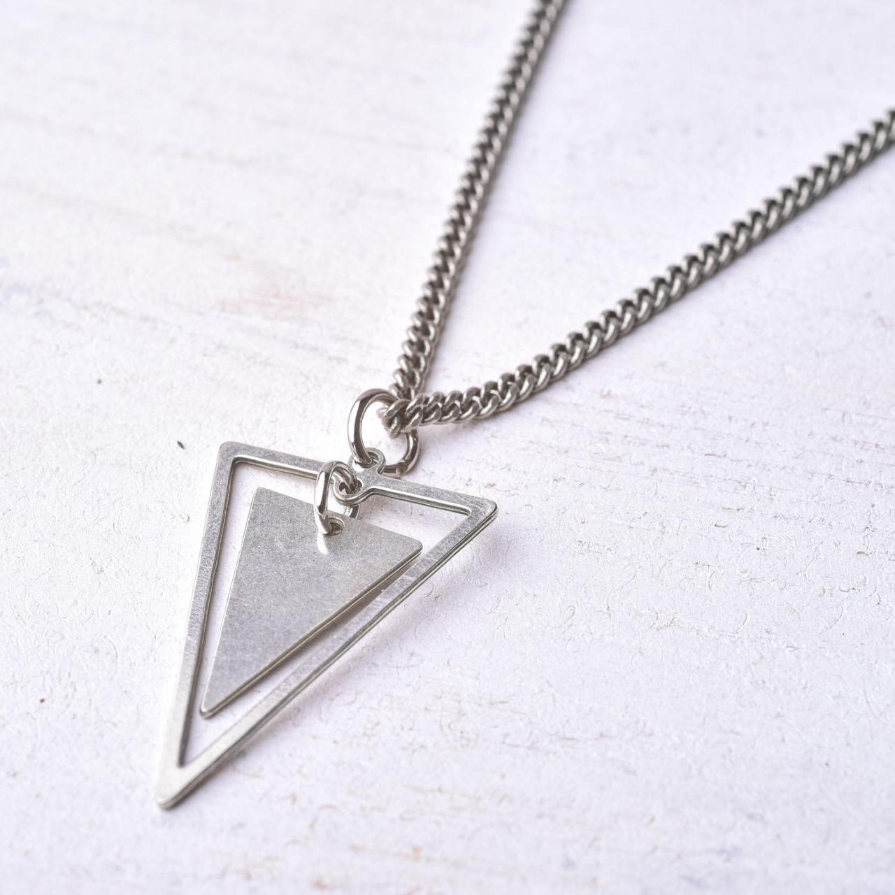 Men's Necklace - Men's Silver Necklace - Men's Triangle Necklace - Men's Geometric Necklace - Men's