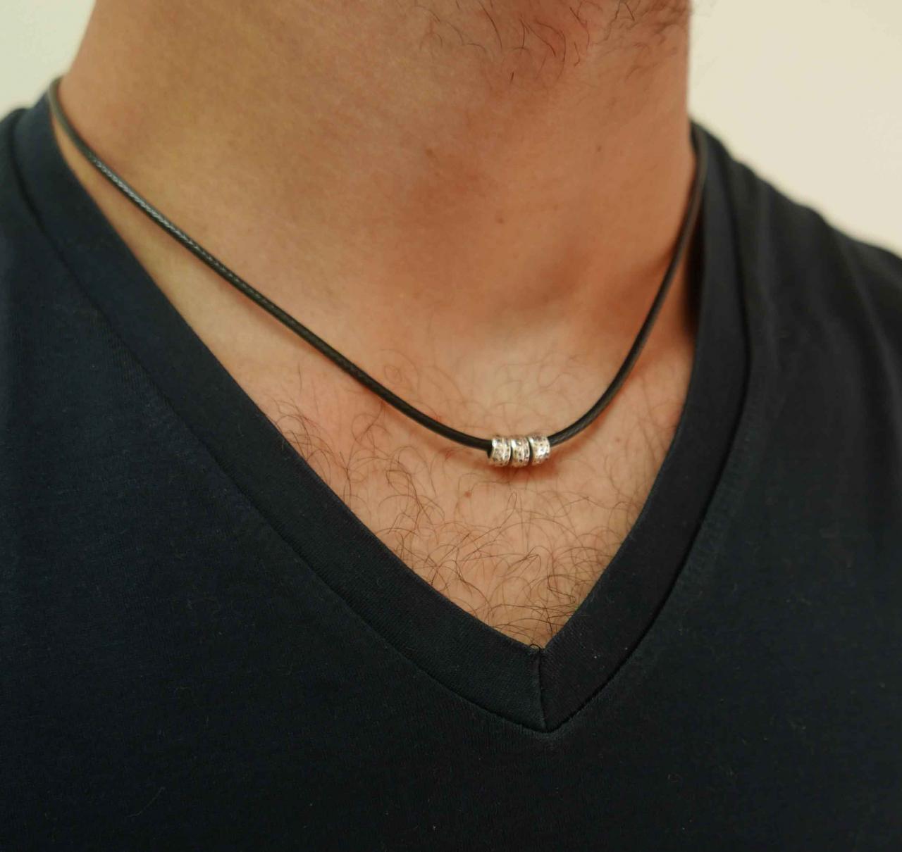 Men's Necklace - Men's Silver Necklace - Men's Beaded Necklace - Men's Jewelry - Men's Gift -