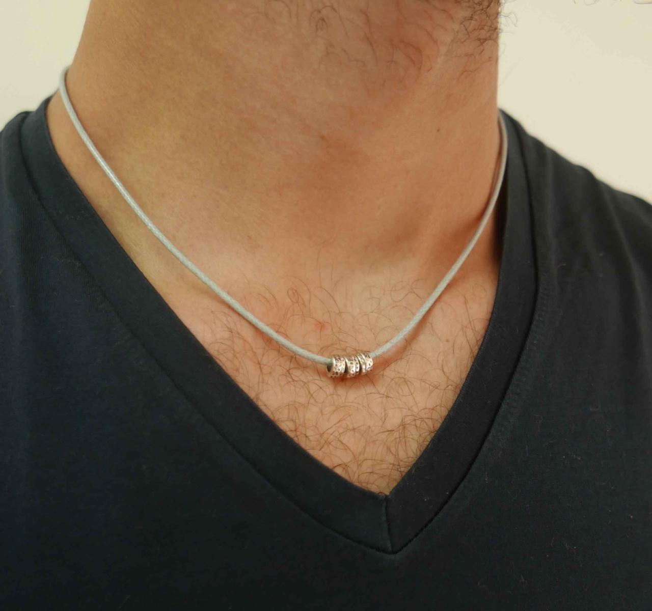 Men's Necklace - Men's Silver Necklace - Men's Beaded Necklace - Men's Jewelry - Men's Gift -