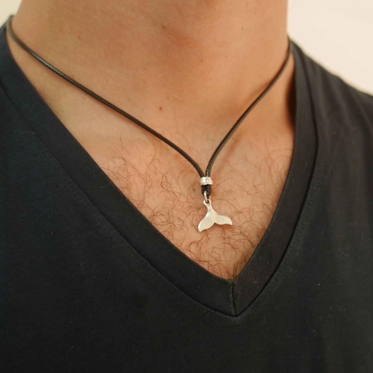 Men's Necklace - Men's Silver Necklace - Men's Whale Tail Necklace - Men's Jewelry - Men's Gift -