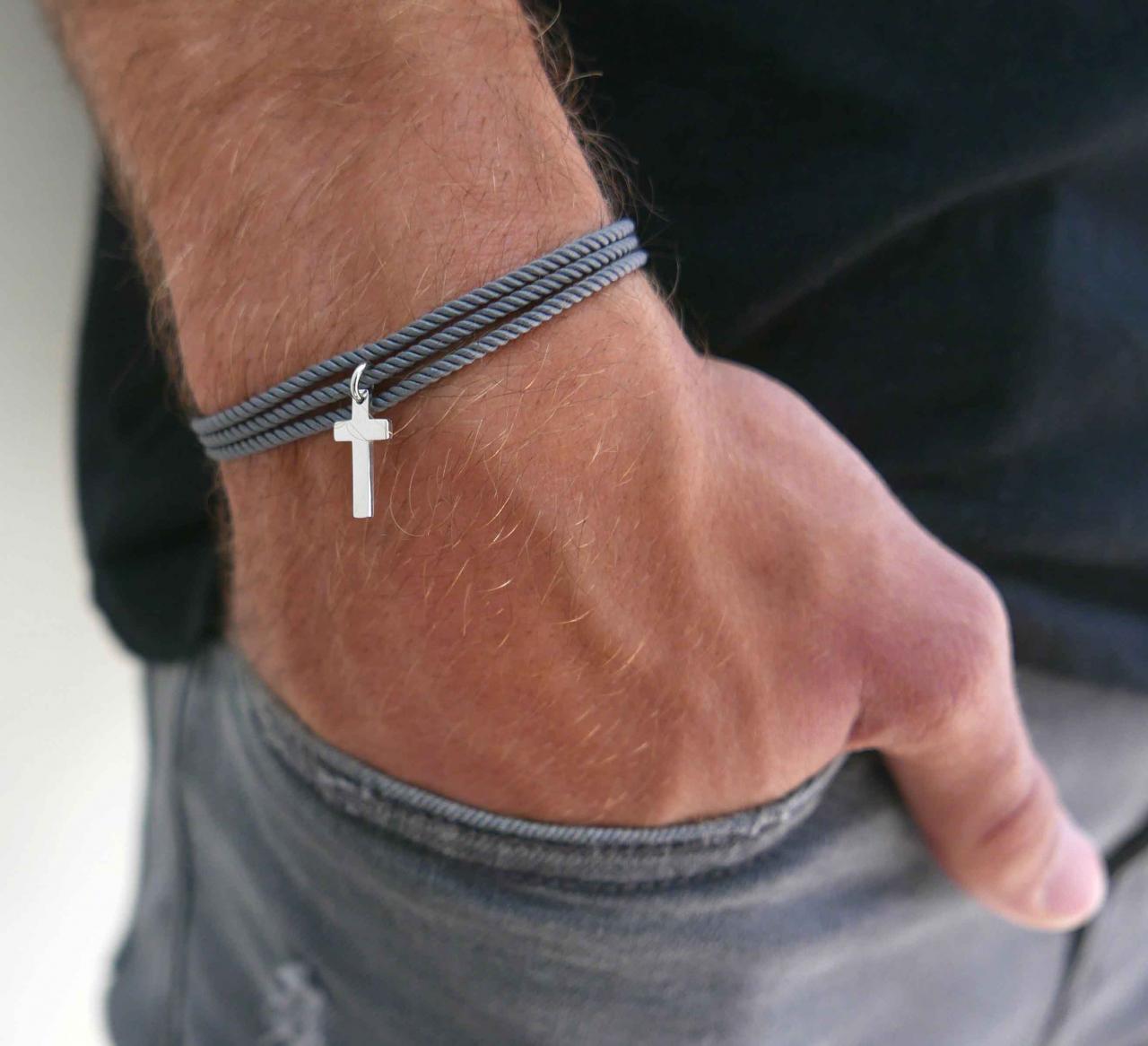 Men's Cross Bracelet - Men's Religious Bracelet - Men's Christian Bracelet - Men's Vegan Bracelet -