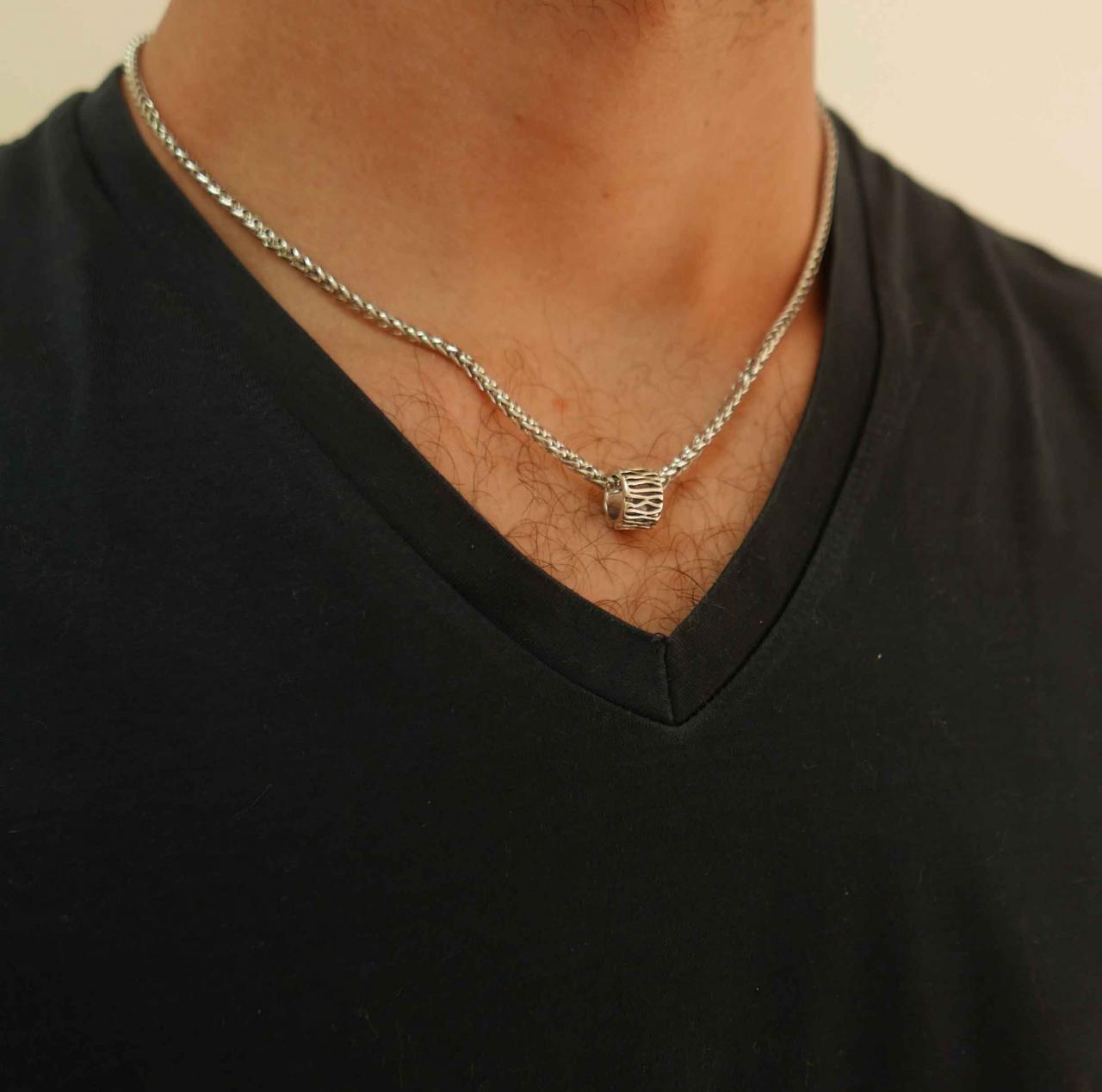 Men's Necklace - Men's Beaded Necklace - Men's Stainless Steel Necklace - Mens Jewelry - Men's Gift - Husband