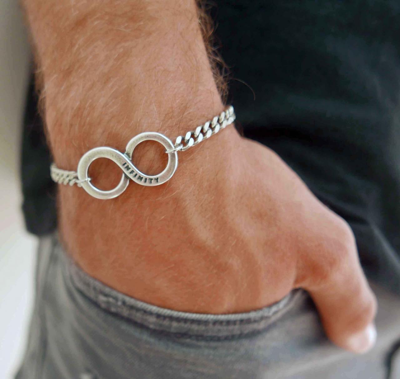 Men's Bracelet - Men's Infinity Bracelets - Men's Chain Bracelet - Men's Silver Bracelets - Men's