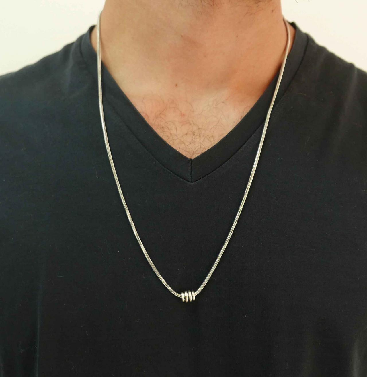 Men's Necklace - Men's Stainless Steel Necklace - Men's Beaded Necklace - Men's Pendant - Men's