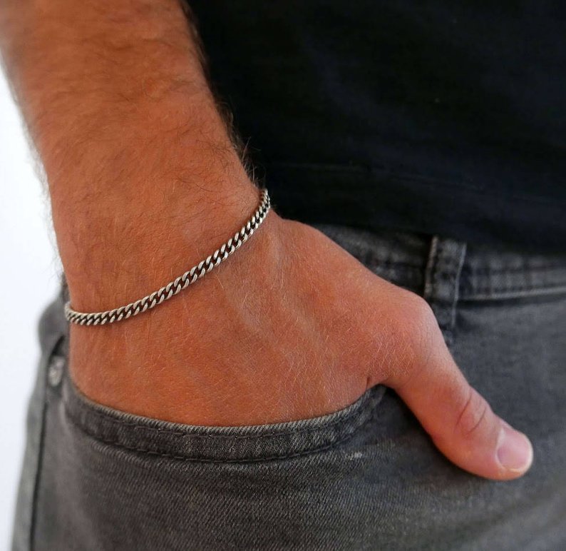 Men's Bracelet - Men's Silver Bracelets - Men's Chain Bracelet - Men's Cuff Bracelet - Men's Jewelry