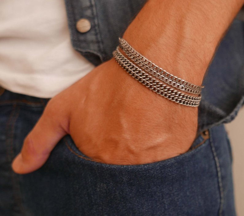 Men's Bracelet - Men's Silver Bracelets - Men's Chain Bracelet - Men's Jewelry - Men's Gift -