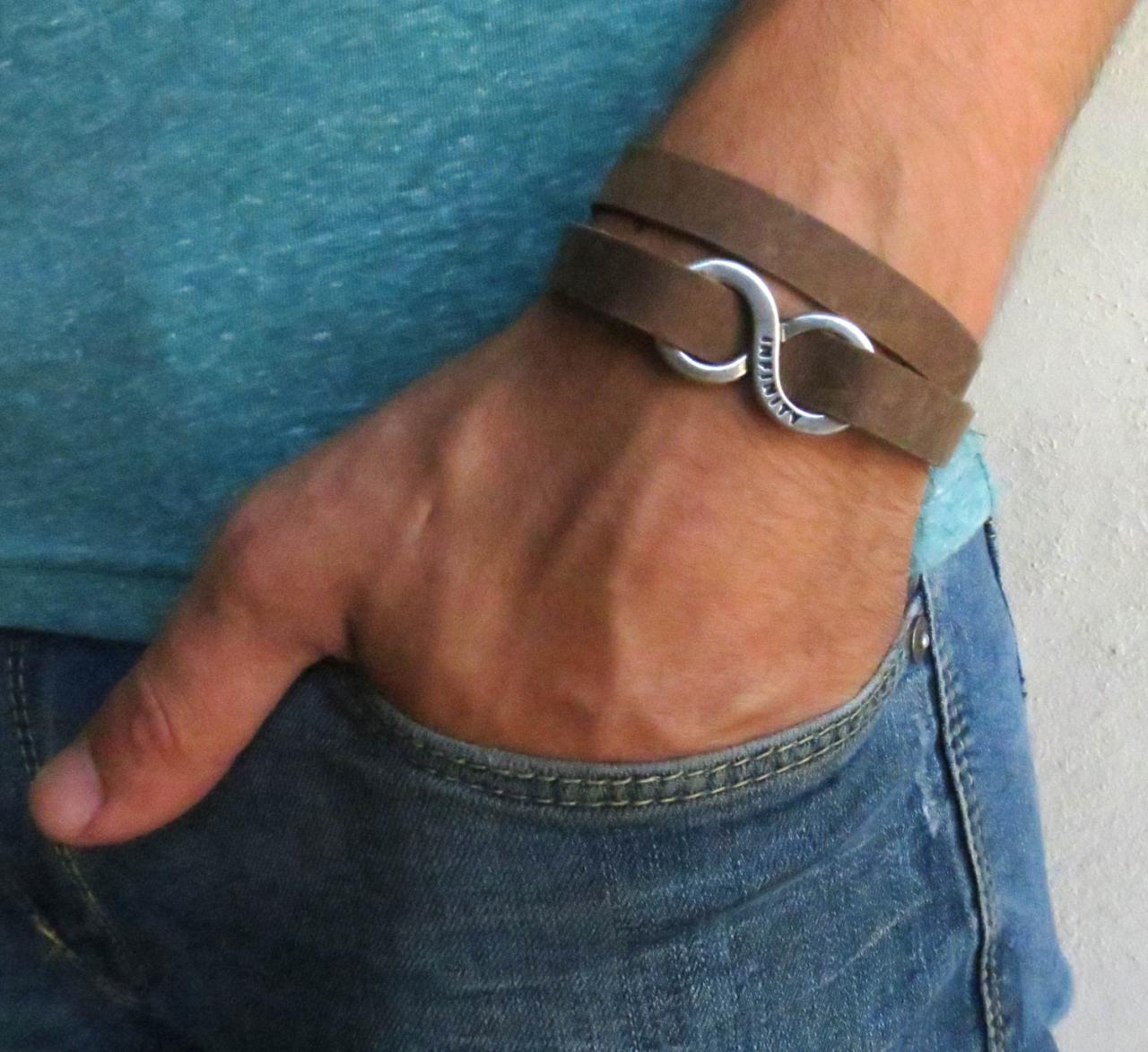 Men's Bracelet - Men's Infinity Bracelet - Men's Brown Bracelet - Men's Leather Bracelet - Men's