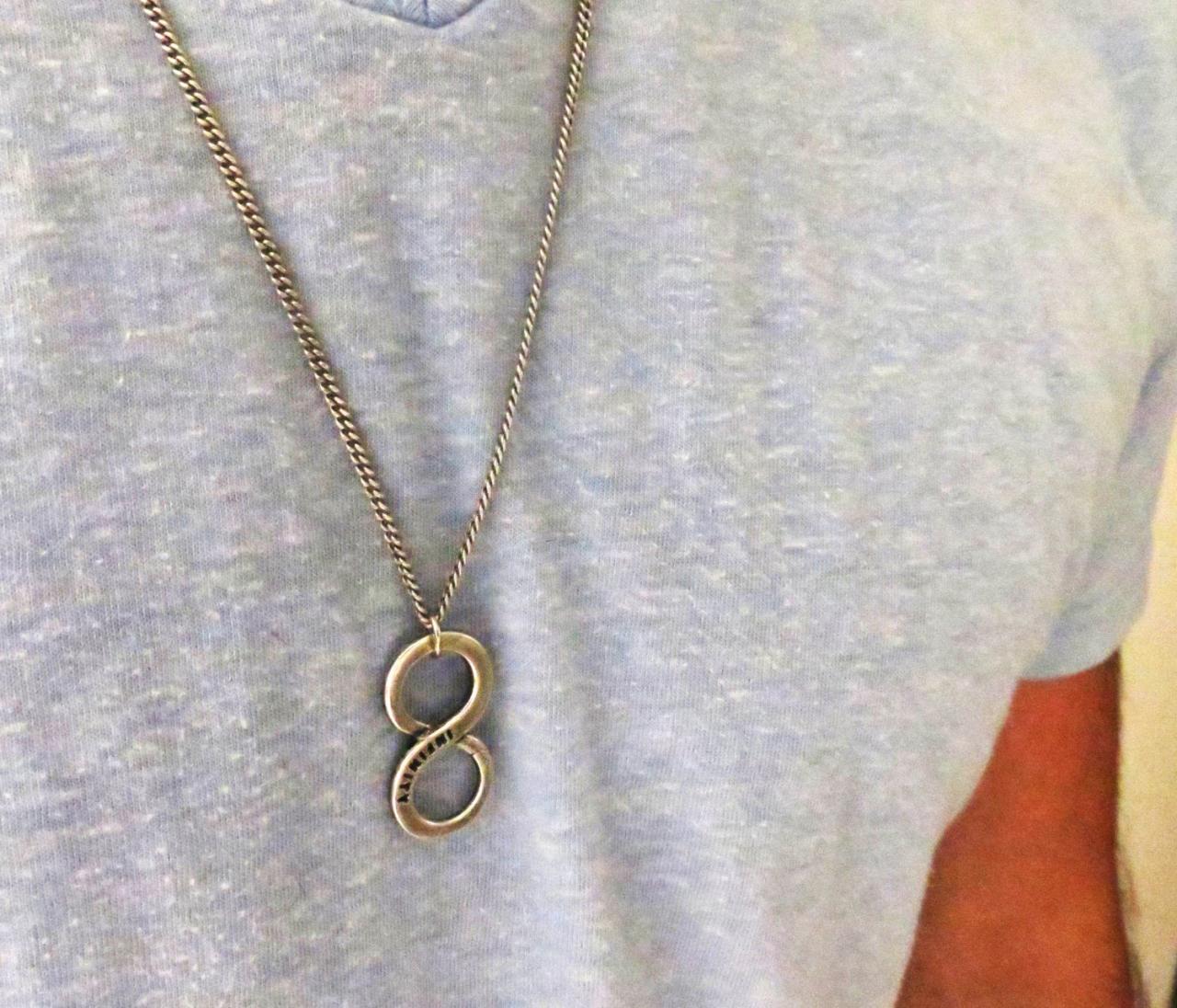 Men's Necklace Men's Infinity Necklace Men's Silver Necklace Mens