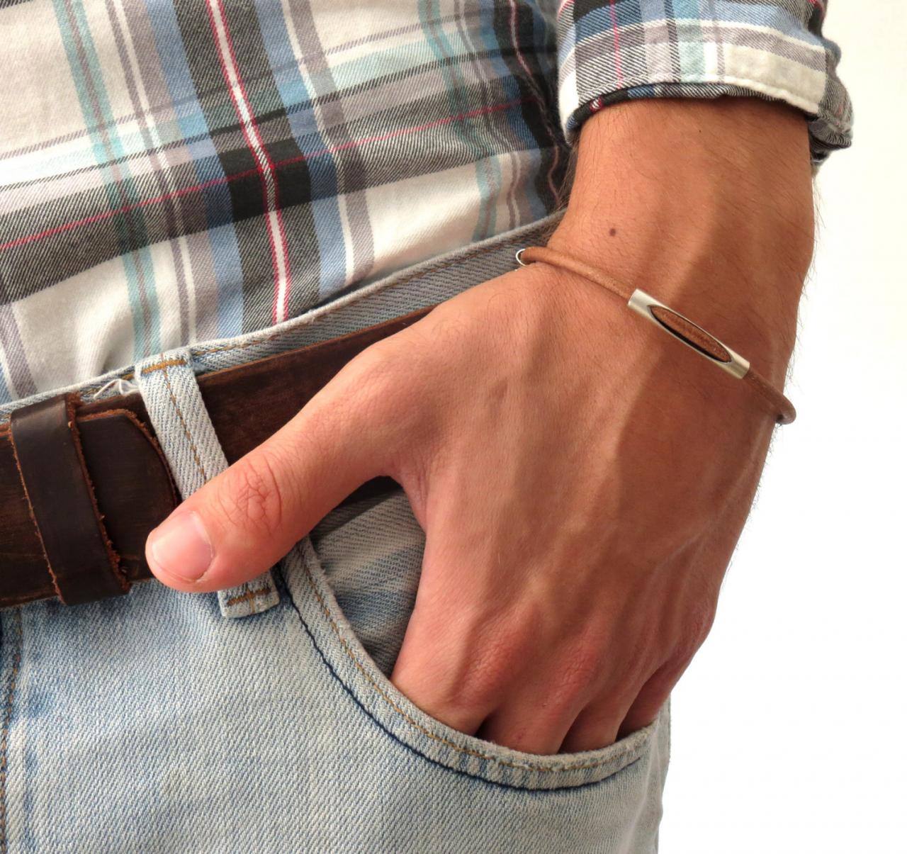 Men's Bracelet - Men's Tube Bracelet - Men's Brown Bracelet - Men's Jewelry - Bracelets For Men -