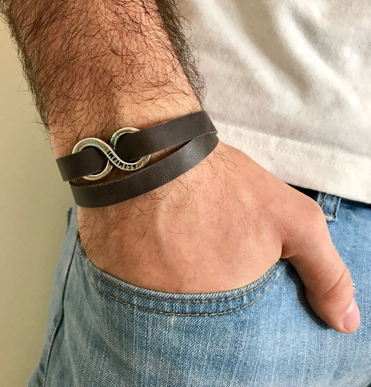 Men's Bracelet - Men's Infinity Bracelet - Men's Leather Bracelet - Men's Jewelry - Men's Gift -
