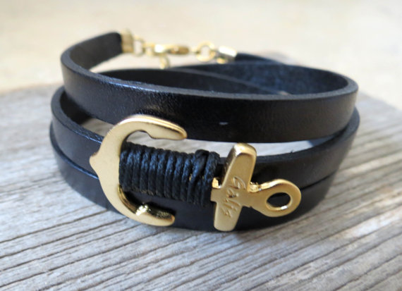 Men's Bracelet - Men's Anchor Bracelet - Men's Leather Bracelet - Men's Jewelry - Men's Gift -