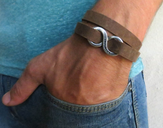 Men's Bracelet - Men's Infinity Bracelet - Men's Leather Bracelet - Men's Jewelry - Men's Gift -