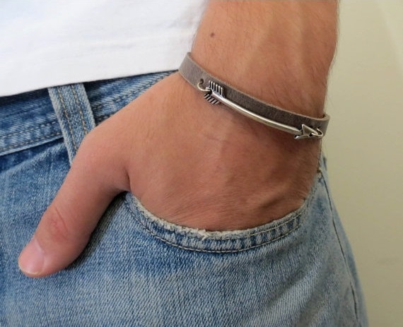 Men's Bracelet - Men's Arrow Bracelet - Men's Leather Bracelet - Men's Jewelry - Men's Gift -