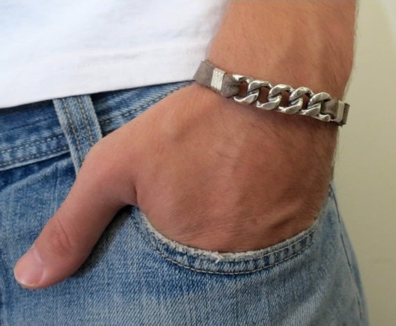 Men's Bracelet - Men's Chain Bracelet - Men Leather Bracelet - Men's Jewelry - Men's Gift - Boyfrienf Gift -