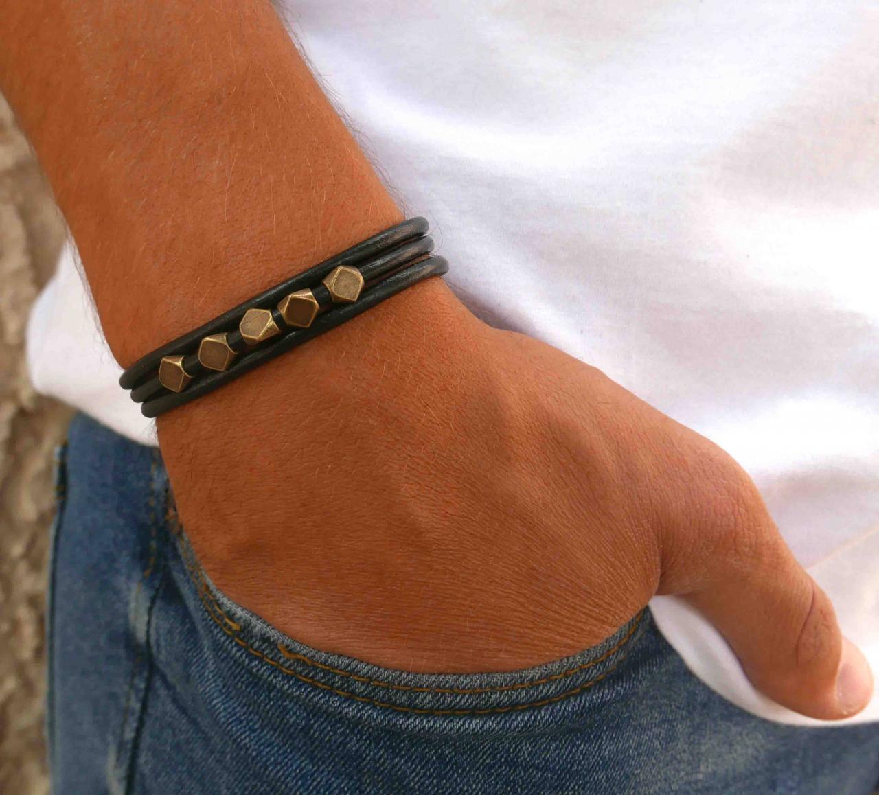 Men's Bracelet - Men's Beaded Bracelet - Men's Leather Bracelet - Men's Jewelry - Men's Gift -